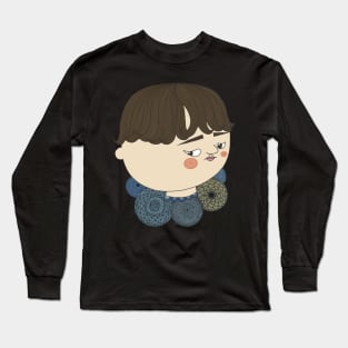 Cute Boy Face Side Eye Collection: Charming and Playful Long Sleeve T-Shirt